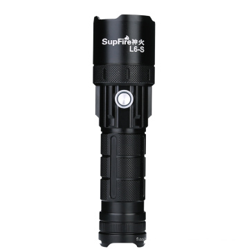 SupFire luz de antorcha led de emergencia 9w alto brillo negro aleación de aluminio doble carga usb antorcha led linternas tácticas